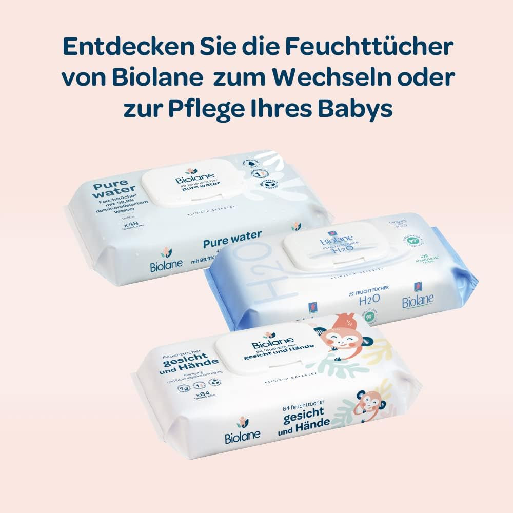 BIOLANE - Salviette umidificate per neonati, viso e mani - Salviette detergenti extra delicate per l'igiene - Salviette umidificate per neonati dalla nascita - Senza alcool - 12 x 64 salviette (768 salviette)
