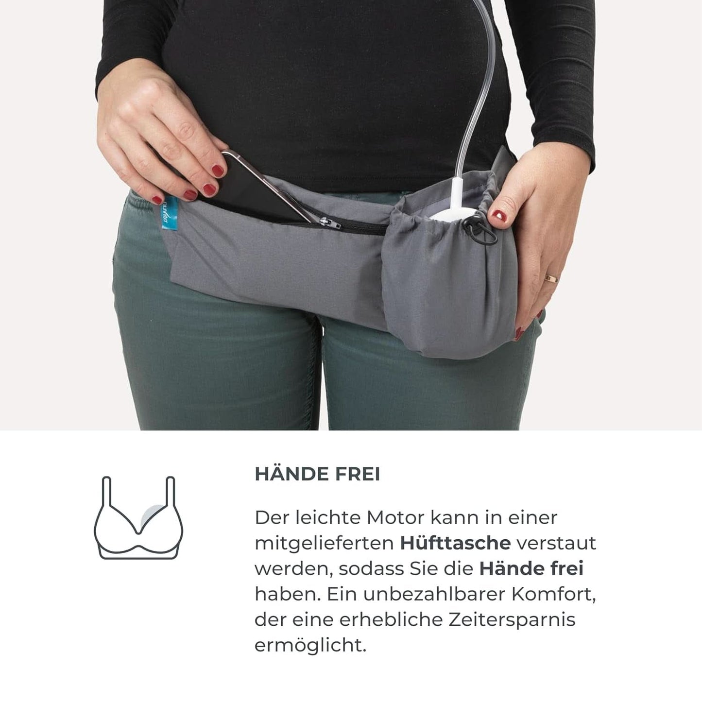 Nuvita Materno Smart Wear 1287W - Tiralatte elettrico portatile a mani libere - Tecnologia trifase, personalizzabile, portatile, disponibile kit conversione tiralatte doppio Accessori Alimentazione e Allattamento Bebe Naty Shop