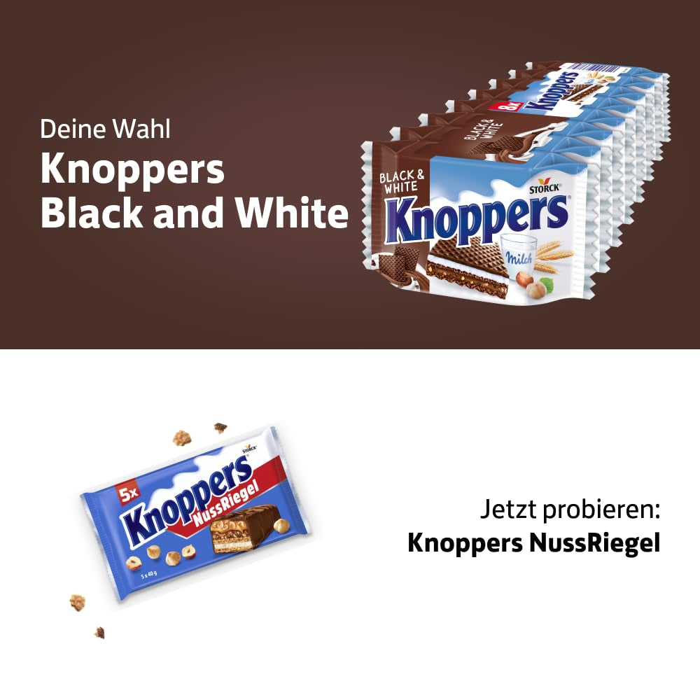 Bianco e Nero – 2 x 200g (2 x 8 pezzi) – Fette di wafer ripiene di wafer al cacao fondente, pezzetti di pasta nera, crema al latte e torrone