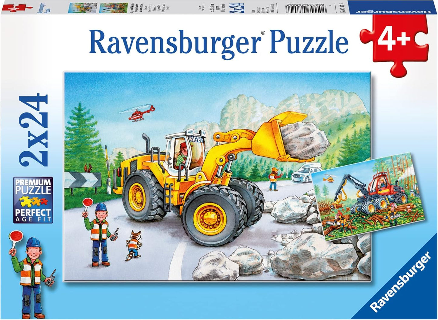 Ravensburger Puzzle per bambini - 07802 Escavatore e trattore forestale - Puzzle per bambini dai 4 anni, con 2X24 pezzi Puzzle Naty Shop Single
