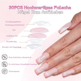 30 unghie finte francesi - colla su unghie artificiali - unghie in gel morbido per donne - manicure quadrata per unghie adesive acriliche (rosa francese)
