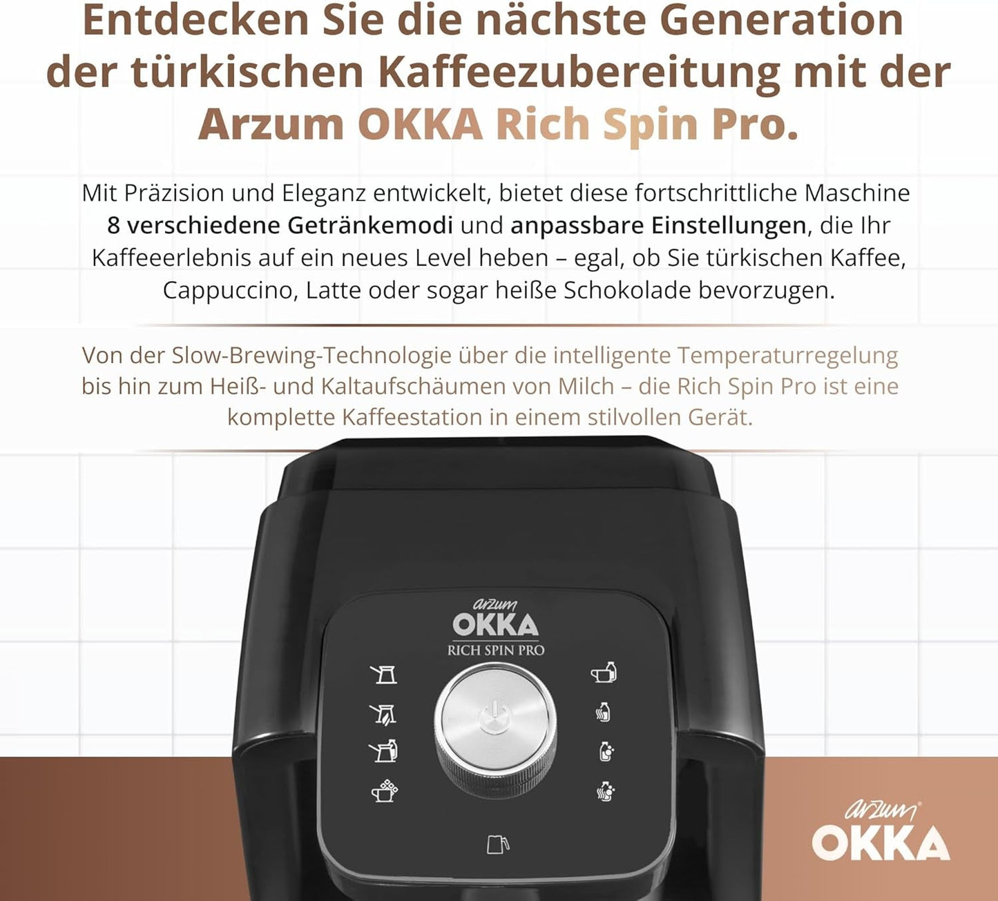 MACCHINA PER CAFFÈ TURCO Arzum OKKA RICH SPIN PRO (cromata)