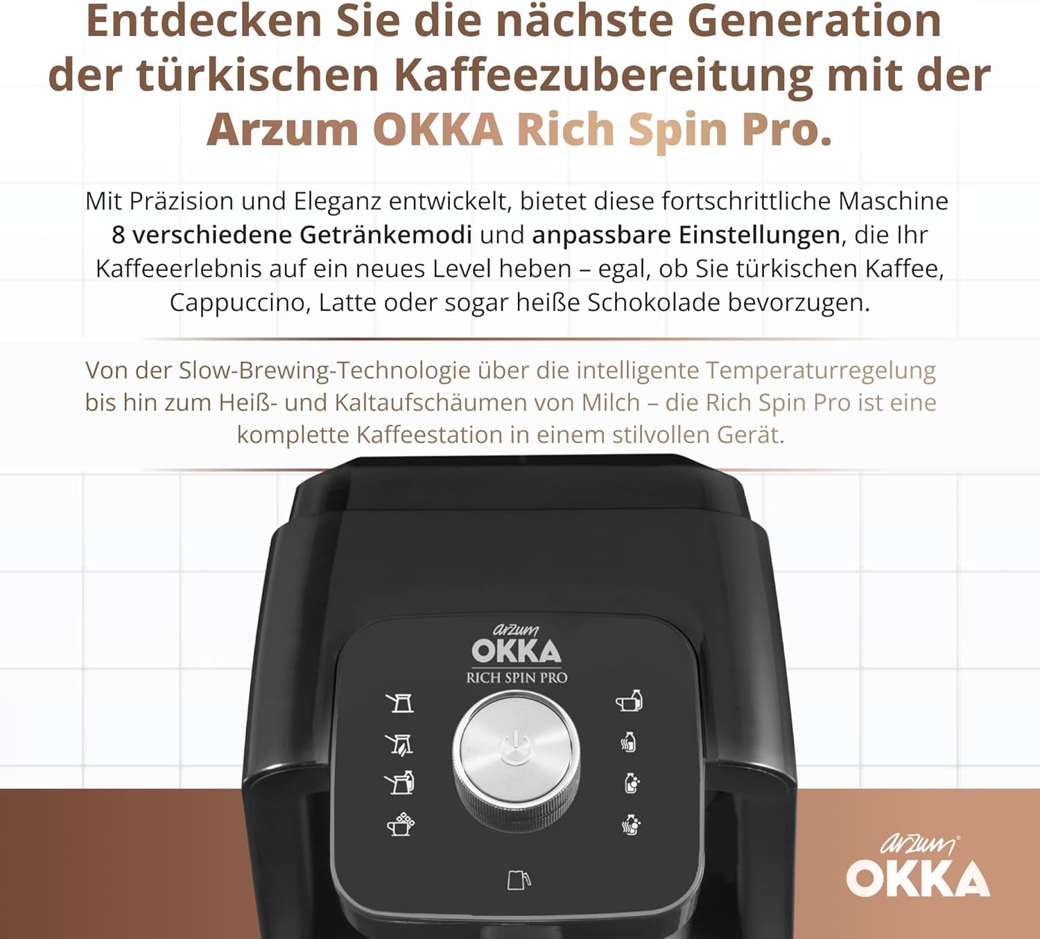 MACCHINA PER CAFFÈ TURCO Arzum OKKA RICH SPIN PRO (cromata)