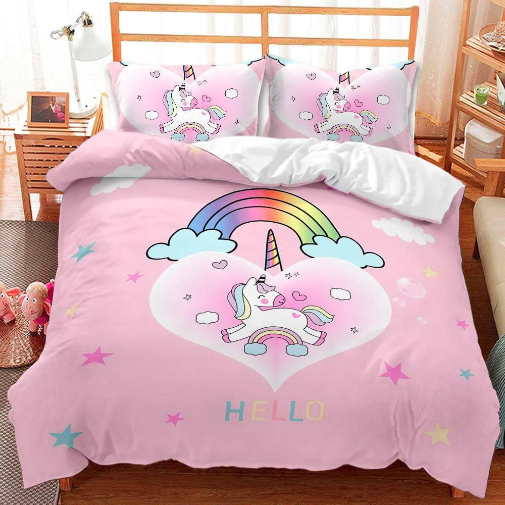 Lenzuola per bambine, Unicorno, 2 federe Lenzuola - bambini Naty Shop Unicorno Rosa (modello 2) 200×200 Cm