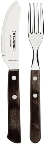 Tramontina PIZZA Besteck, Set da 8 pezzi, per 4 persone, Rostfreier Edelstahl, Fsc-Zertifizierte Holzgriffe, Spülmaschinenfest Kitchen Naty Shop