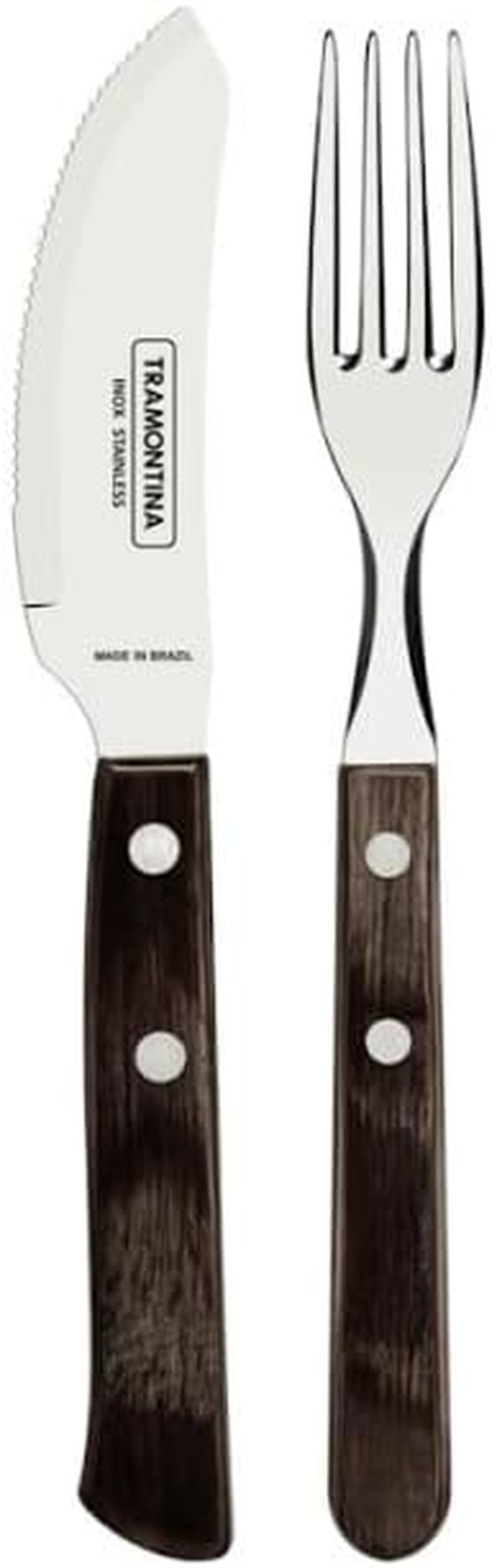 Tramontina PIZZA Besteck, Set da 8 pezzi, per 4 persone, Rostfreier Edelstahl, Fsc-Zertifizierte Holzgriffe, Spülmaschinenfest Kitchen Naty Shop