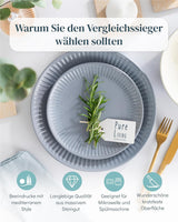 Servizio tavola in ceramica per 6, Hygge, 24 pezzi. VINCITORE DEL TEST Set di stoviglie e piatti in gres scandinavo da sogno, servizio da tavola per 6 set di stoviglie Pure Living in grigio blu