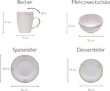 CreaTable, 23601, serie Romantic Vintage, set di stoviglie da 16 pezzi per 4 persone, servizio combinato in porcellana, lavabile in lavastoviglie e adatto al microonde, produzione di qualità