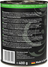 Alimento umido per gatti Catz Finefood Purrrr Horse Monoprotein n. 123, per gatti con digestione sensibile, contenuto carne 70%, 6 scatole x 400 g