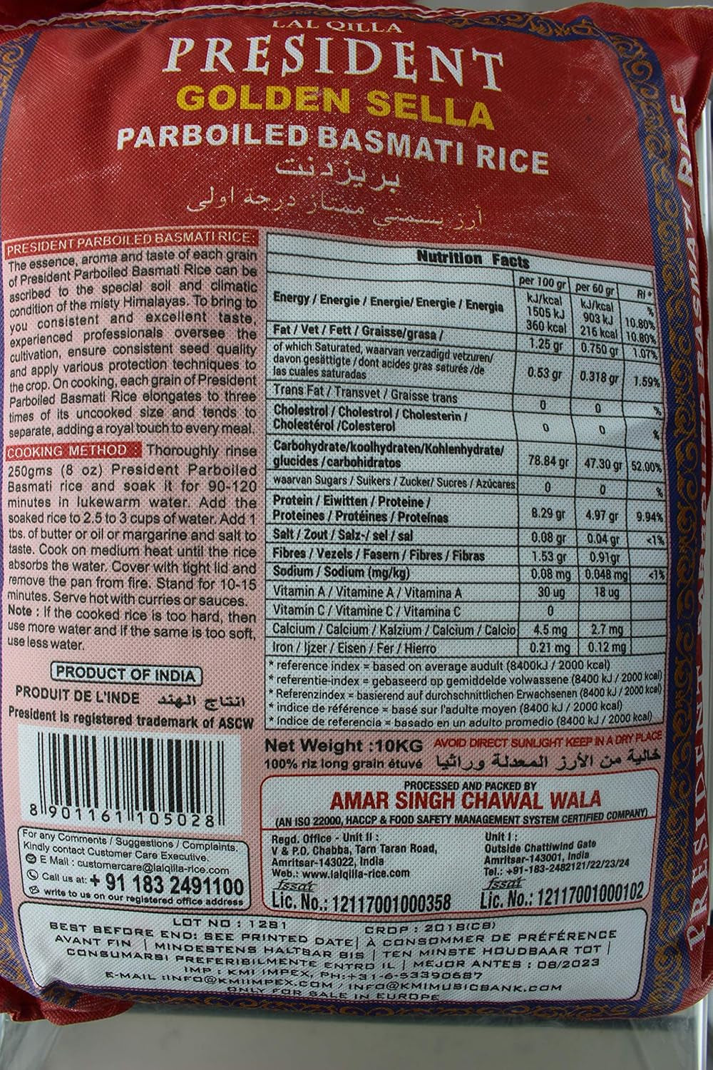 PRESIDENT - Riso Basmati Golden Sella, conf. da 20 (1 x 20 kg)