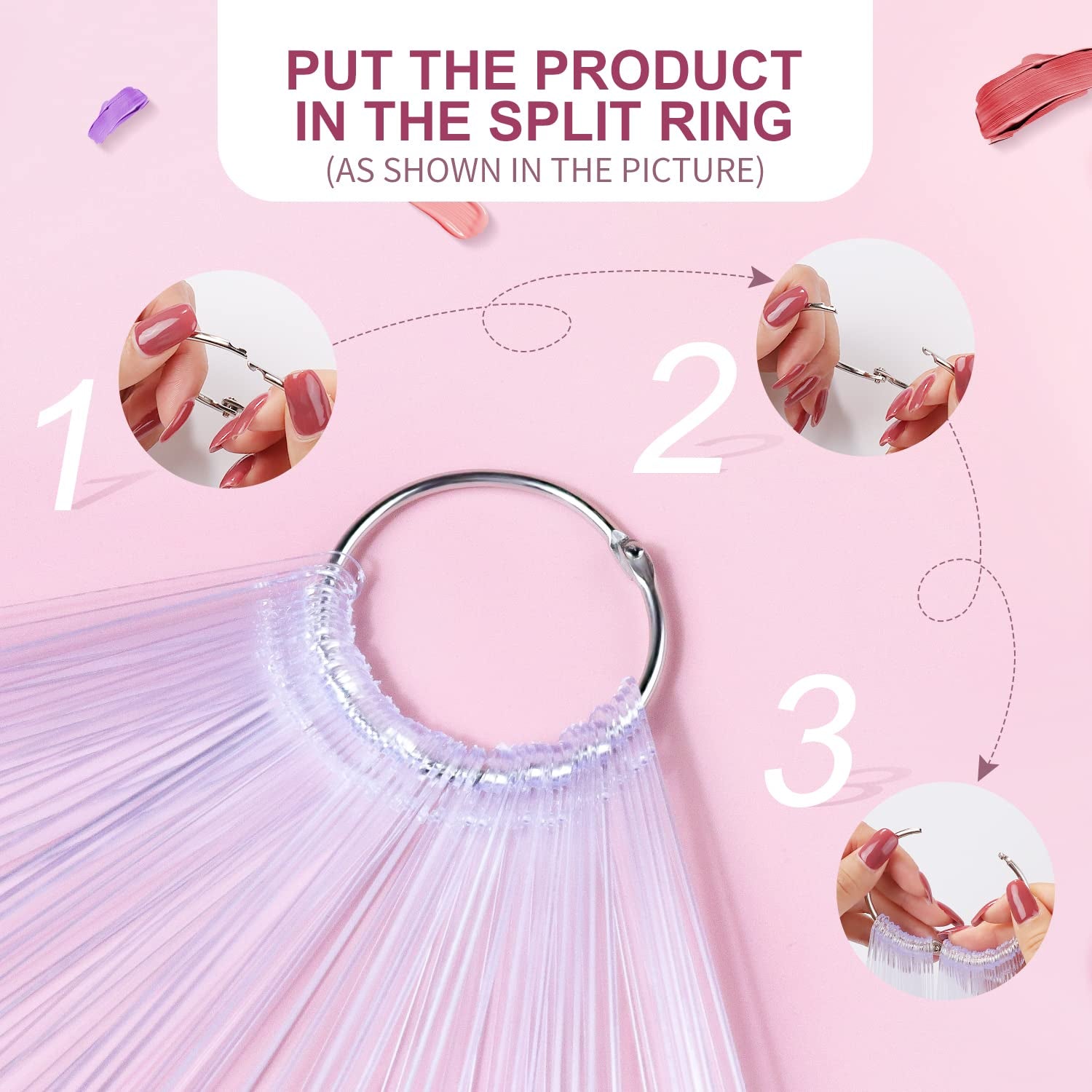 100 Pezzi Nail Art Tips Ring Stick,Nagelspitzen Nagel Display Transparente Nägel Kunstspitzen Sticks,Nagelkunst Praxis Für Nagelstudio und Anfänger Display DIY Nail Art Tips