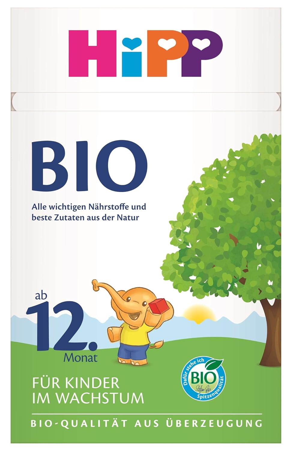 Latte di crescita biologico HiPP (4 x 600 g) dopo 12 mesi con calcio, ferro, vitamina C e D per bambini in crescita, migliore qualità biologica