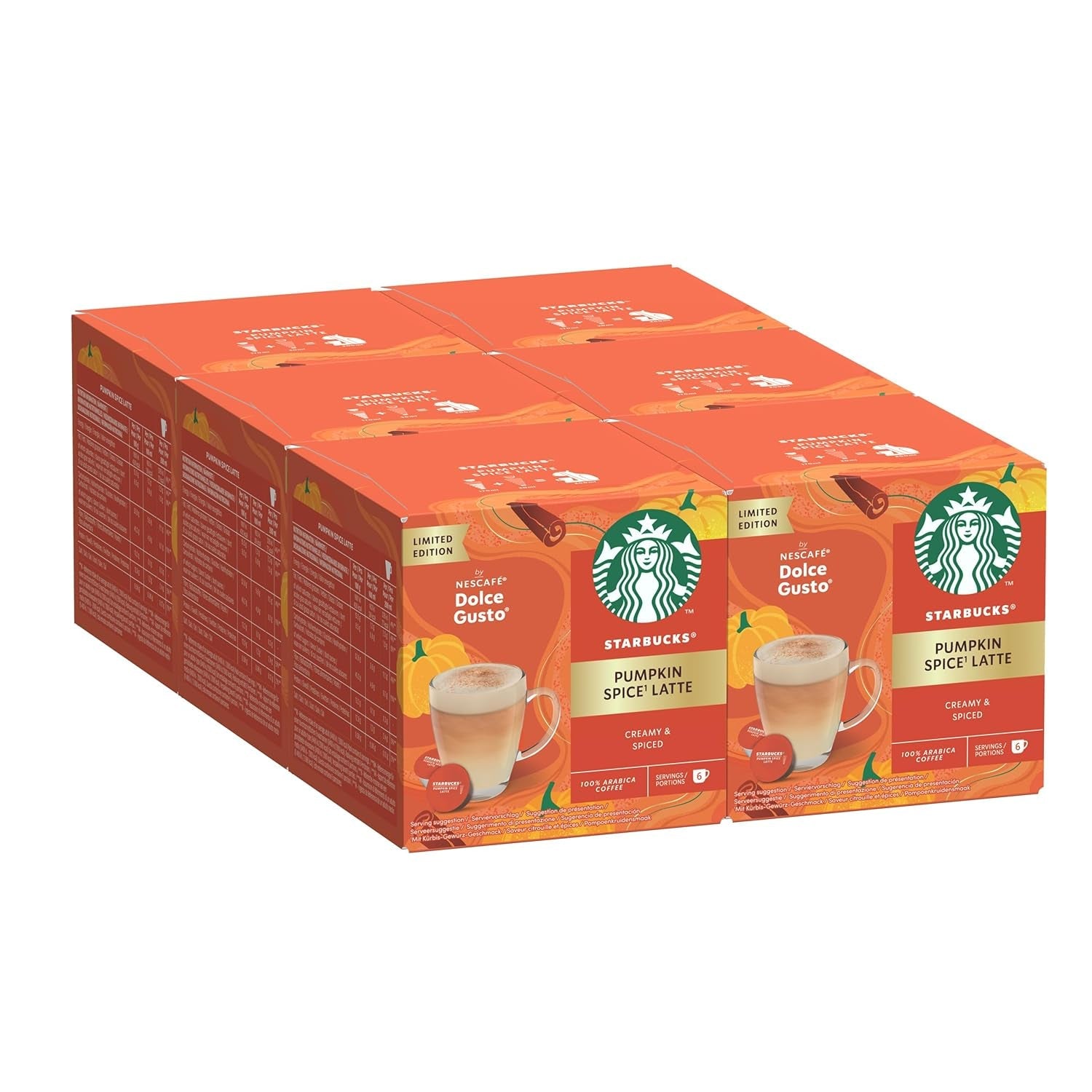 STARBUCKS Pumpkin Spice Latte di Nescafé Dolce Gusto, Dunkle Röstung, Kaffeekapseln 6 x 12 (72 Capsule)