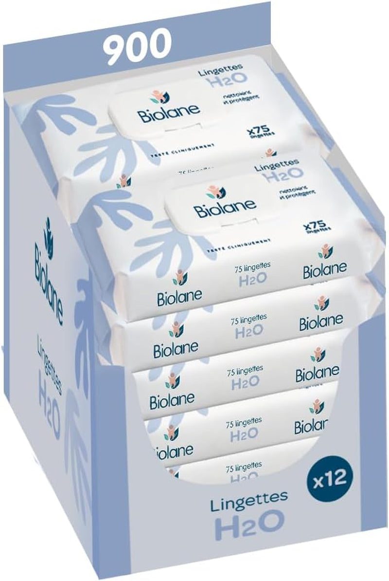 BIOLANE - Salviette umidificate per neonati con acqua - 225 salviette - 3 x 75 pezzi - Pulizia delicata ed efficace - Dalla nascita - Qualità francese