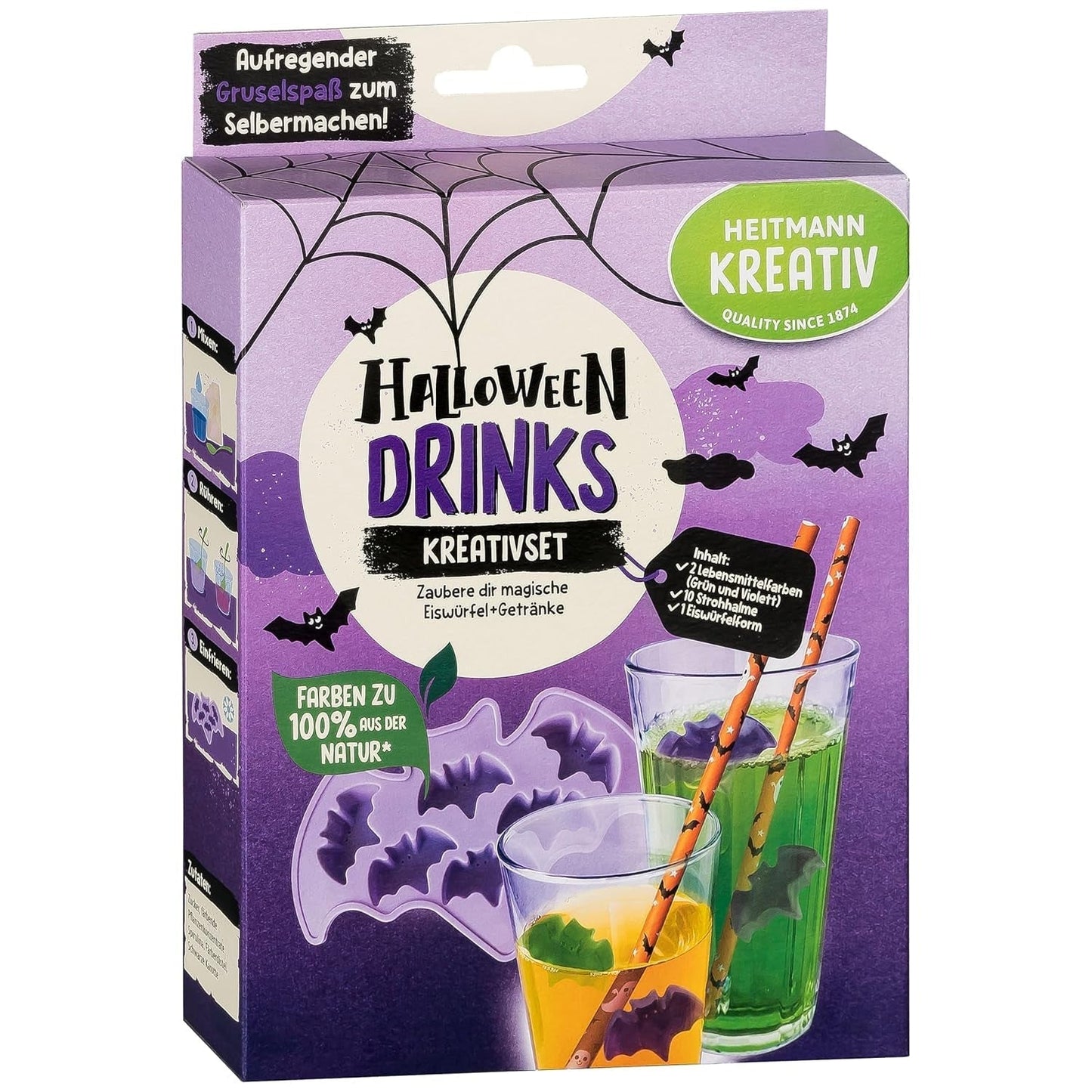 HEITMANN KREATIV - Set di gomme da masticare alla frutta creative per Halloween - Coloranti in polvere a base vegetale - Rosa - Gomme da masticare alla frutta a forma di fantasma fai da te al gusto di lampone