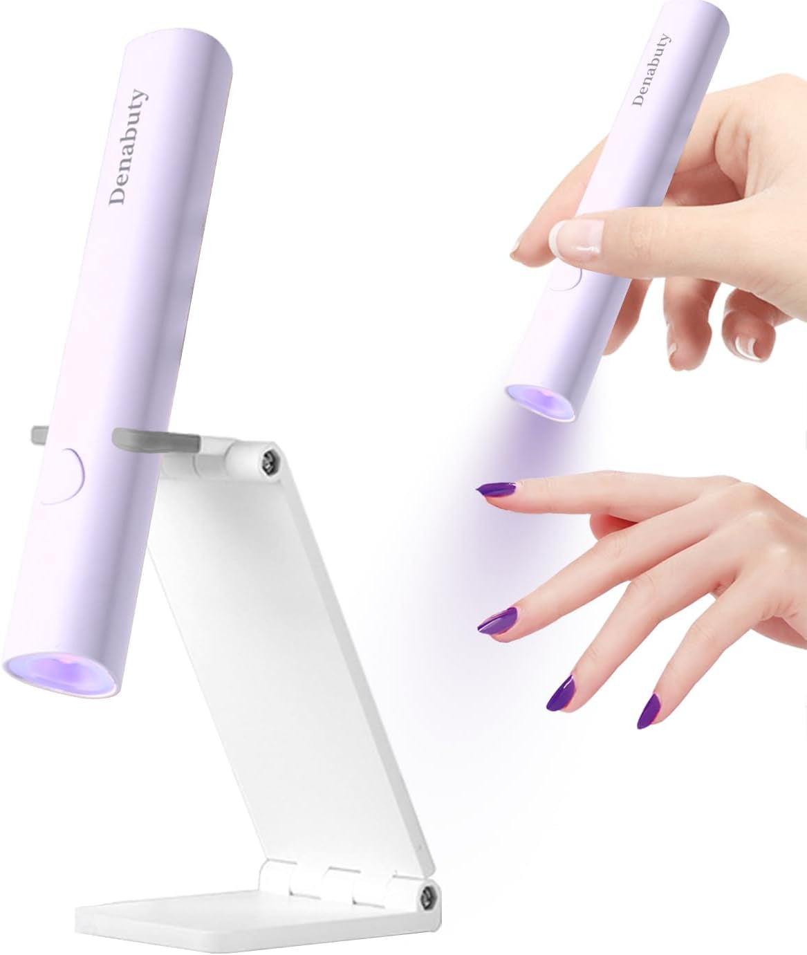 Denabuty Lampada UV per smalto gel, Mini Lampada LED U V per sostituzione unghie con supporto Tragbare Piccola lampada UV per smalto gel, per Aushärten Von Nagelkleber e punte per unghie Bianco