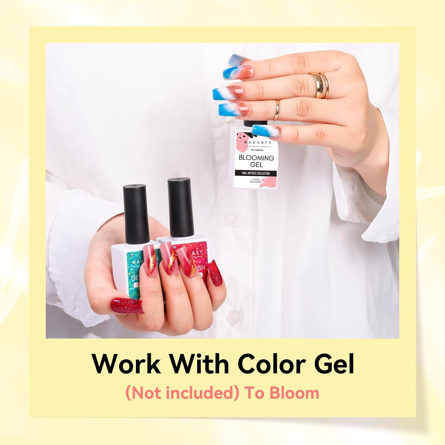Makartt Blooming Gel Nail Polish - Estensore per smalto gel Blooming da 15 ml con colore marmorizzato, vernice gel, disegni per unghie manicure fai da te, fiori, animali, acquerello, kit manicure magico
