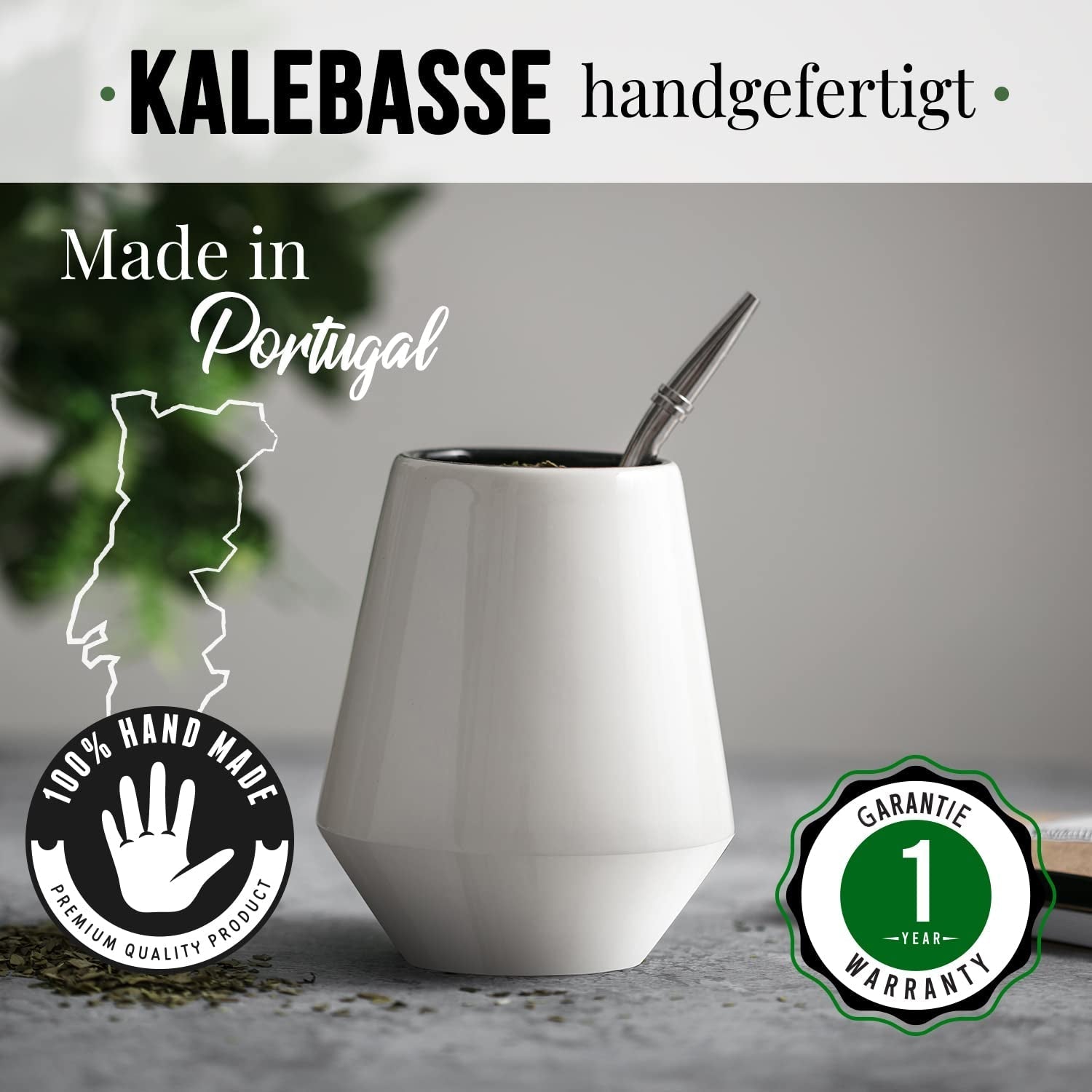 SET DA TÈ ORIGEENS MATE Con ​​tazza mate portoghese, bombilla e tè Yerba Mate BIO - Set regalo originale
