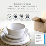 Set di stoviglie in porcellana cristallo da 48 pezzi VINCITORE DEL TEST Set di stoviglie in porcellana trasparente Ciotole e piatti Servizio da tavola per 12 set di stoviglie Pure Living in bianco