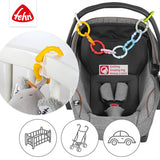 Fehn 10 set di anelli di fissaggio - ganci di fissaggio per seggiolino auto, box e culla - anelli di fissaggio per catene per passeggino per la casa e in viaggio - anelli a C per neonati e bambini da 0+ mesi Giocattoli Bebe Naty Shop