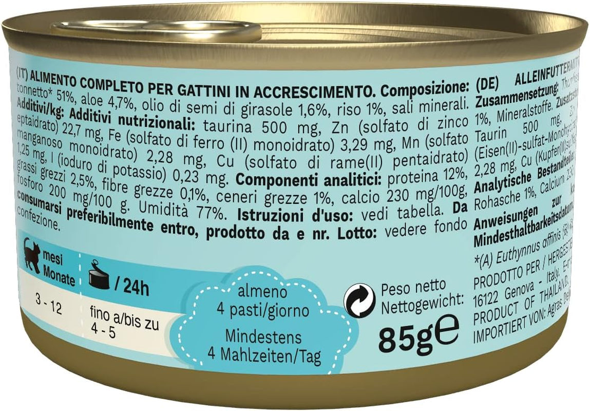 Cibo umido per gatti Cat Jelly Kitten Tonno con Aloe Vera, gelatina, 24 scatole x 85 g