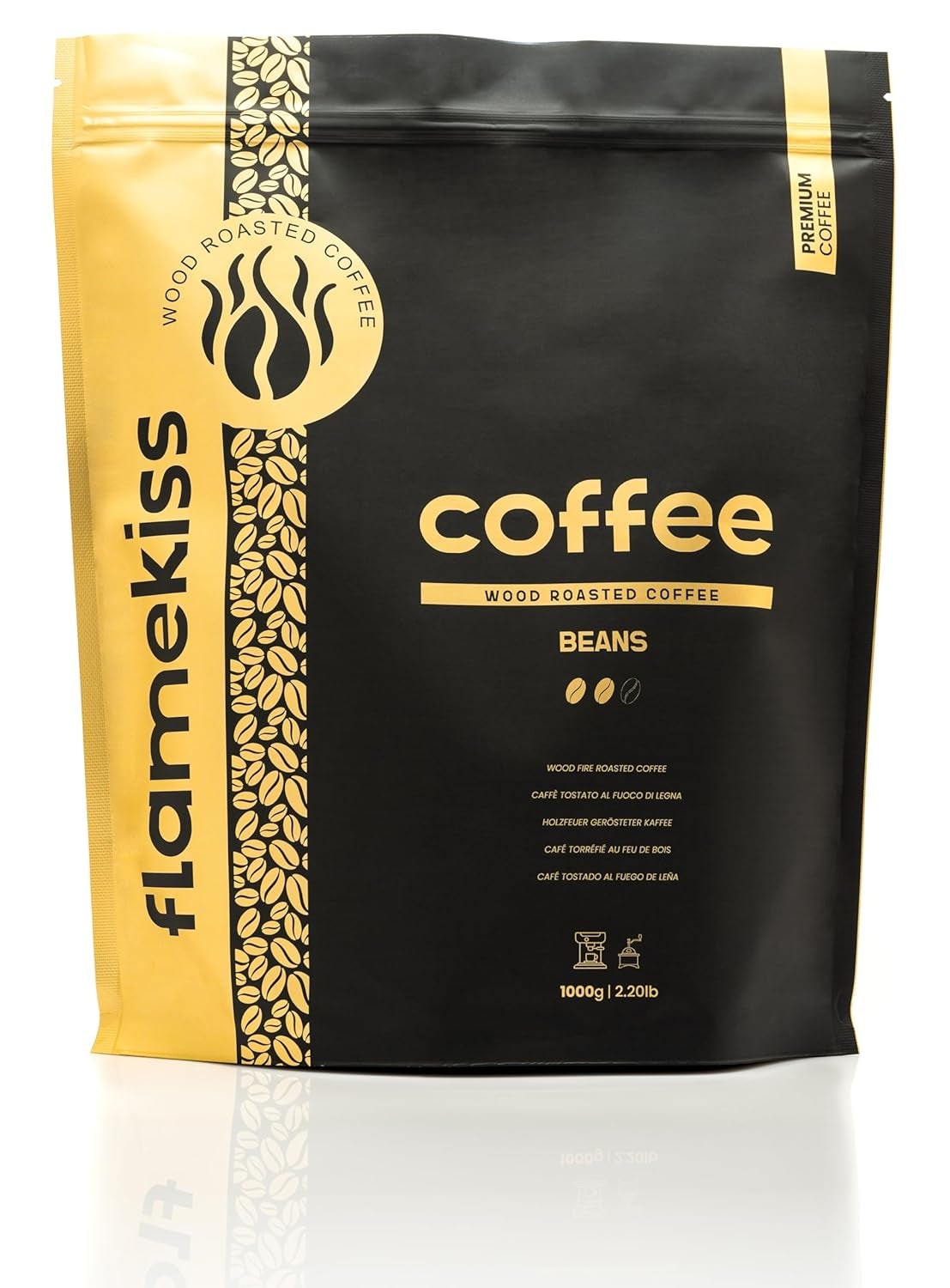Caffè in grani da 1 kg – Chicchi di caffè espresso Arabica e Robusta di alta qualità, tostati a mano su fuoco a legna per un'esperienza ricca e aromatica di caffè in grani interi