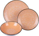 Set di stoviglie in gres da 12 pezzi, 4 set di piatti in 4 modelli diversi, Baku Sunset