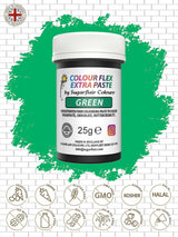 Colorante alimentare Sugarflair Colourflex Extra Paste Verde - Colorante alimentare commestibile per crema al burro, cioccolato, pasta di zucchero, glassa, fondente, miscele per torte, impasti e altro - 25 g