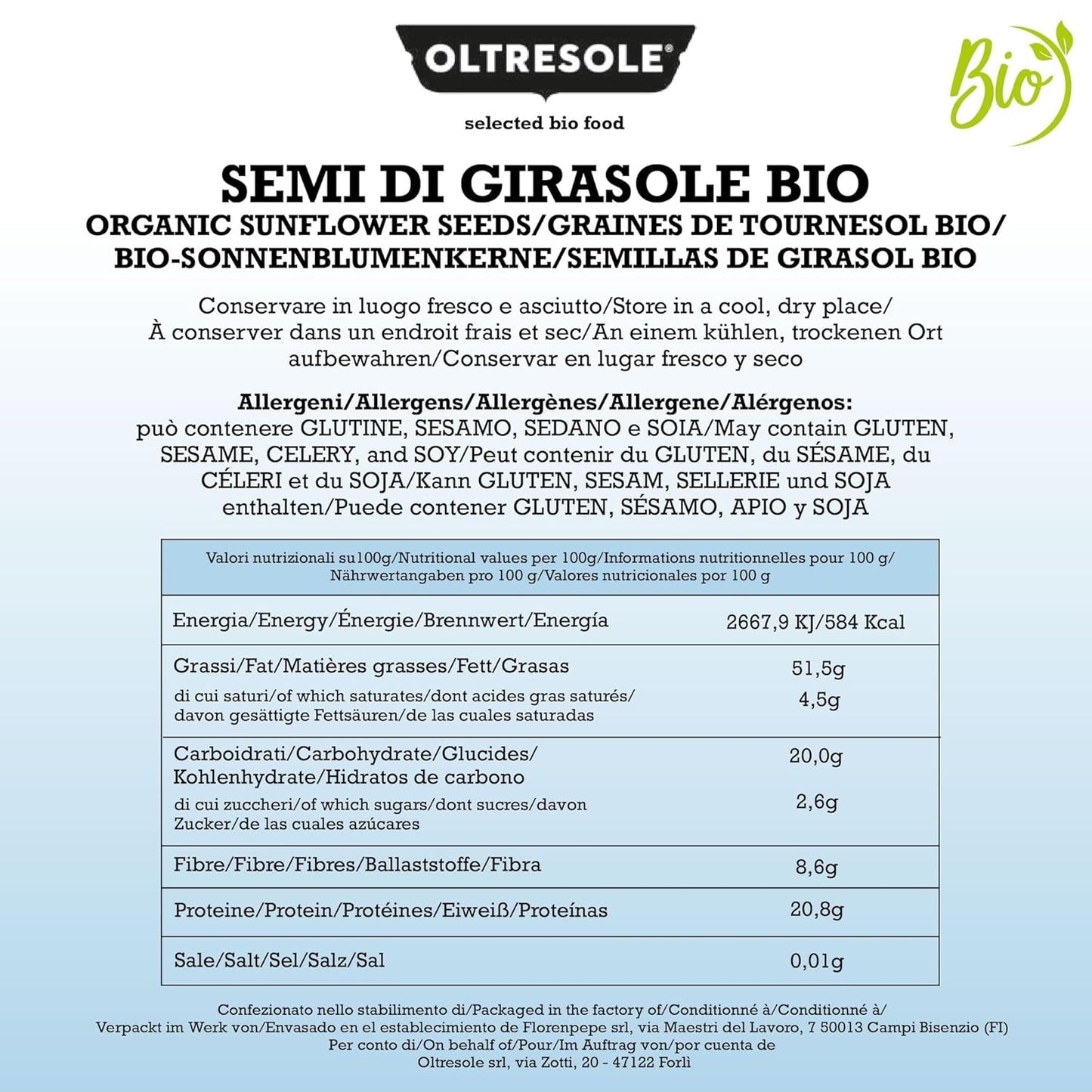 Semi di girasole biologici 3kg, semi di girasole biologici crudi, sgusciati, non tostati e non salati, ricchi di fibre e sostanze nutritive, ideali come spuntino e per ricette