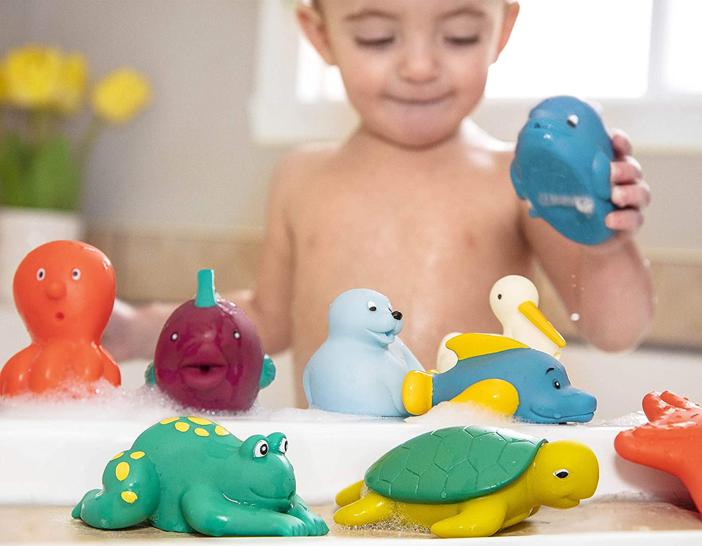 Battat 12 Pezzi Giocattolo da Bagnetto Giocattolo da Bagnetto Animali Acquatici - Compagni di Bagnetto per Bambini 10 Mesi - Giocattolo da Bagnetto Anatra e Altro Bebe Toys Naty Shop