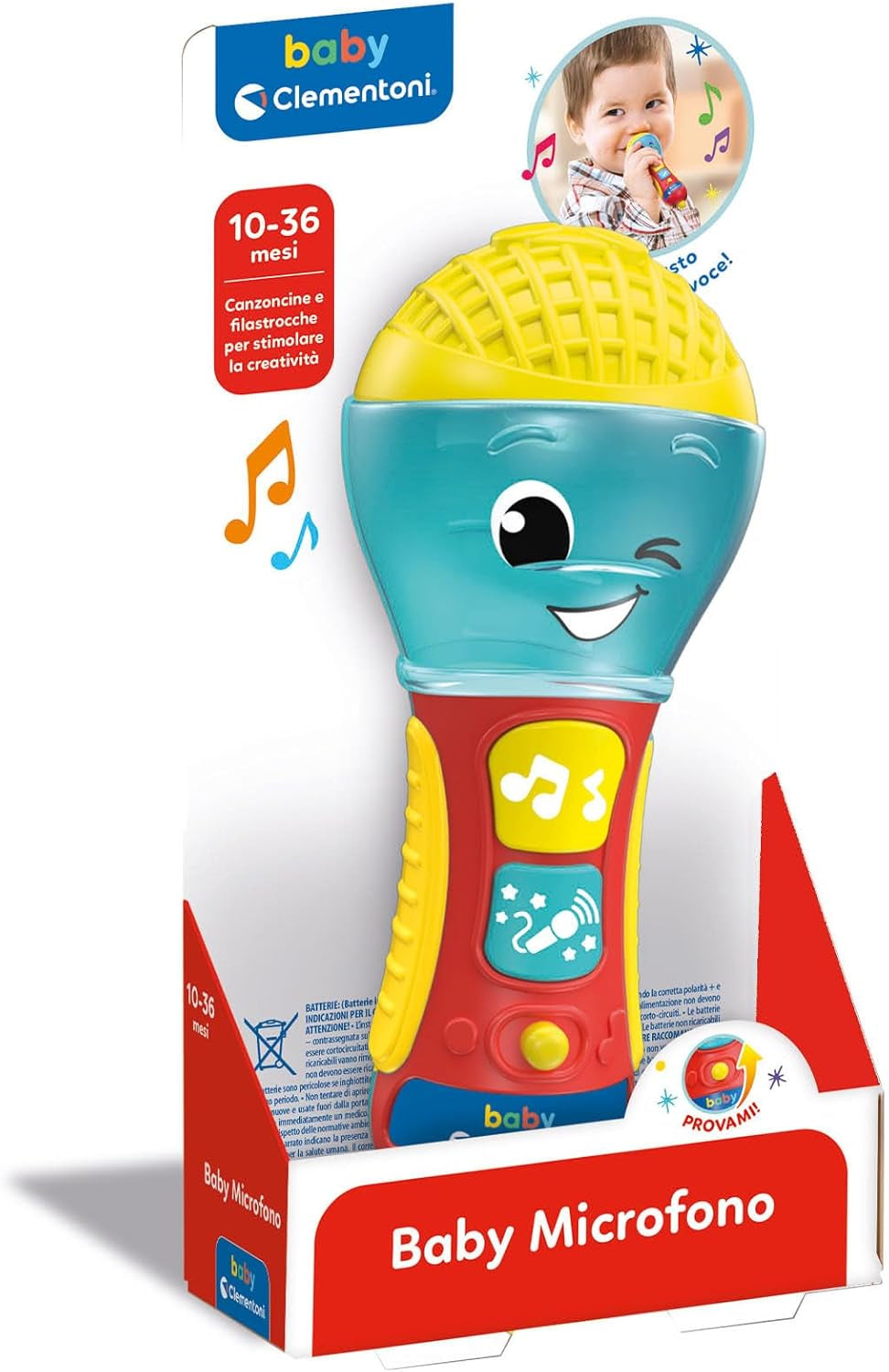 Clementoni - Microfono Baby, Gioco di Musica Elettronica per la Prima Infanzia, Giocattolo 10-36 Mesi, Centro Attività con Luci e Suoni, 17931 Baby Toys Naty Shop