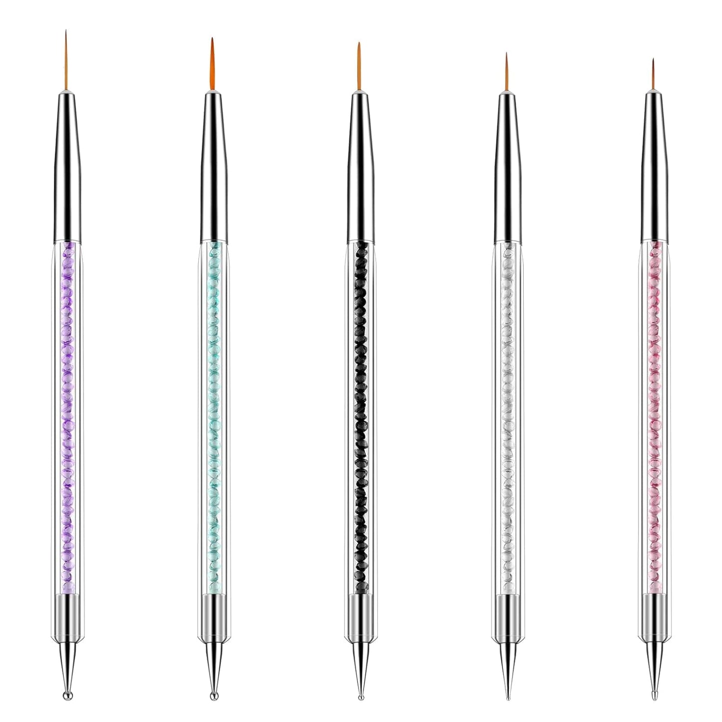 5 pezzi Set di pinsel per nail art Strumento per punteggiare Pinsel per nail art Nageldesign Penna per punteggiatura a doppia estremità Strass Acrilico professionale Feinmalerei Nail Art Design