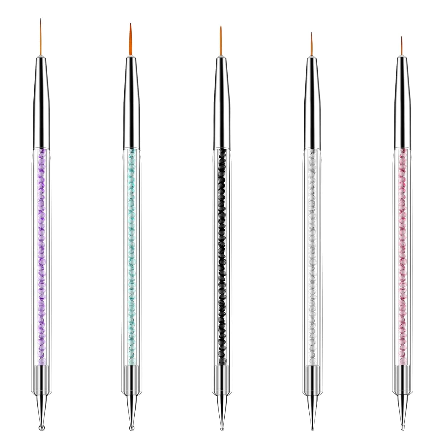 5 pezzi Set di pinsel per nail art Strumento per punteggiare Pinsel per nail art Nageldesign Penna per punteggiatura a doppia estremità Strass Acrilico professionale Feinmalerei Nail Art Design