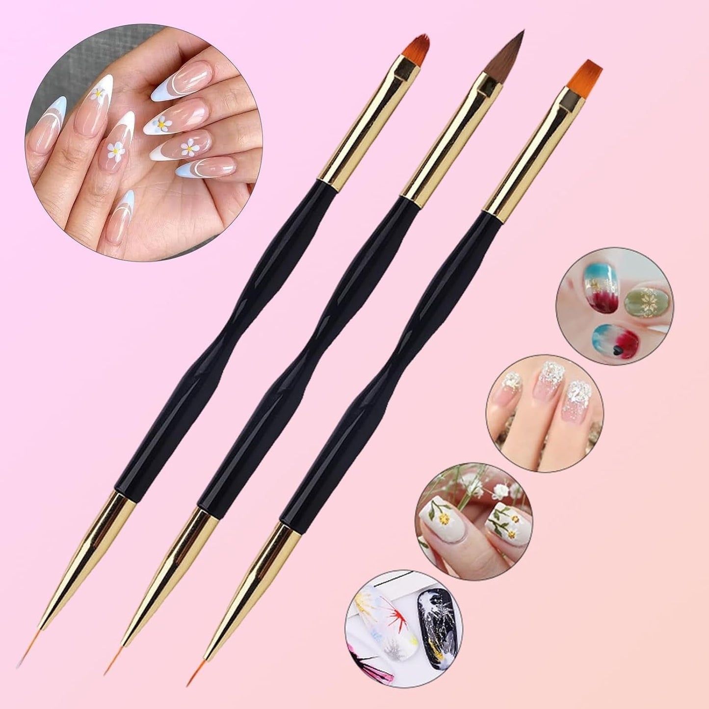 31 Stück Professionale Nagel Pinsel Set, Nagelpinsel a doppia estremità, Pinsel Für Gelnägel, Penna acrilica per nail art, Strumenti per punteggiare nail art, Pennello per unghie per il design del salone di pittura fai da te