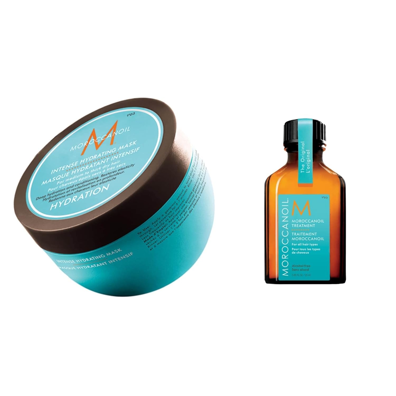 Maschera idratante intensiva Moroccanoil Naty Shop maschera per capelli 250ml Confezione trattamento originale 25ml