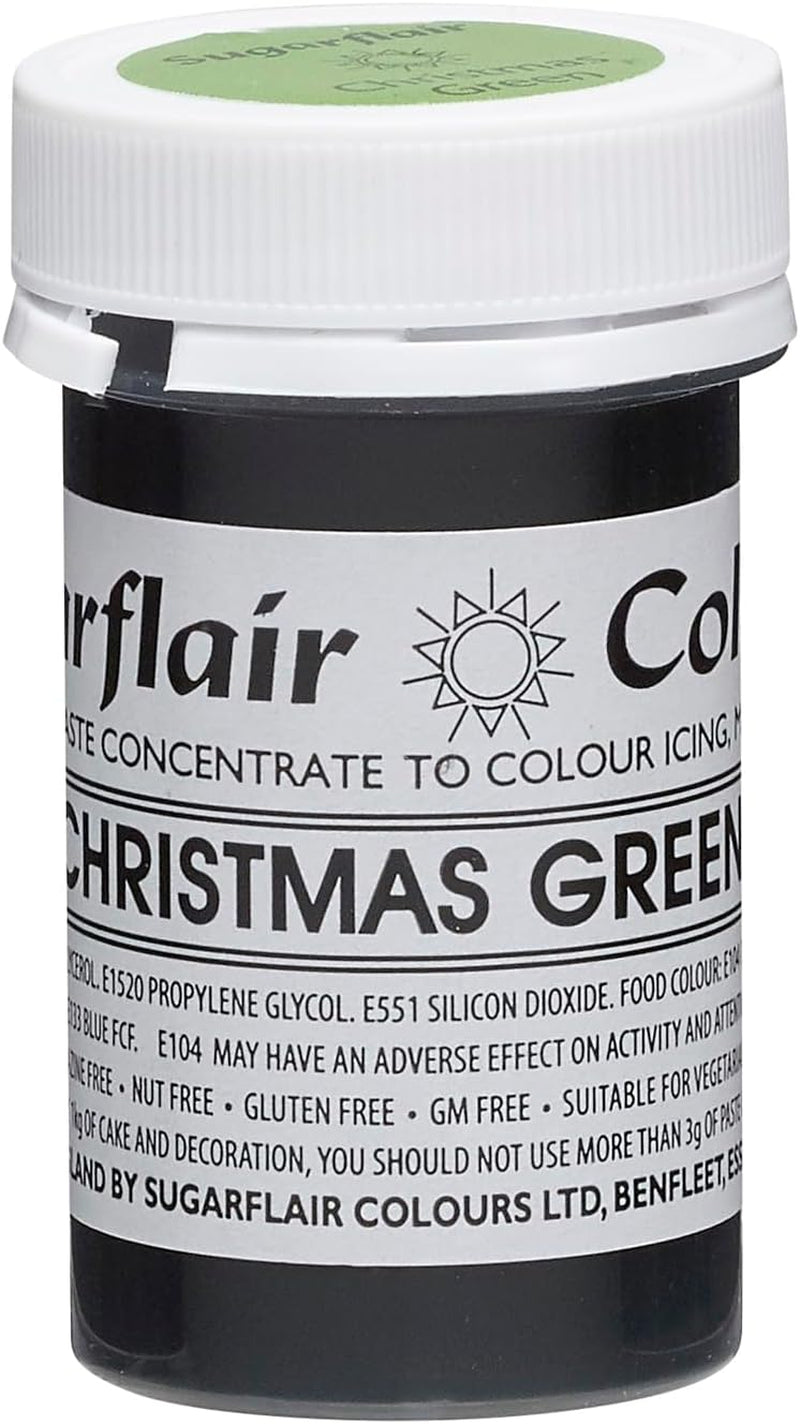 Colorante alimentare per pasta Sugarflair, verde natalizio, colorante alimentare per pasta, fondente e marzapane, colori concentrati spettrali - 25 g