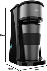 Macchina per caffè espresso Cecotec Coffee 66 Drop&Go con caraffa termica, 700 W, capacità 420 ml, beccuccio sigillato, filtro permanente o in carta, funzione di spegnimento automatico, contenitore con finestra