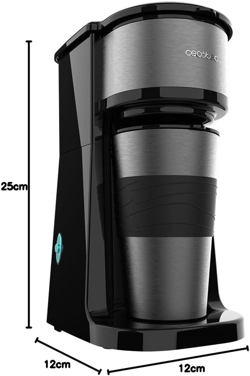 Macchina per caffè espresso Cecotec Coffee 66 Drop&Go con caraffa termica, 700 W, capacità 420 ml, beccuccio sigillato, filtro permanente o in carta, funzione di spegnimento automatico, contenitore con finestra