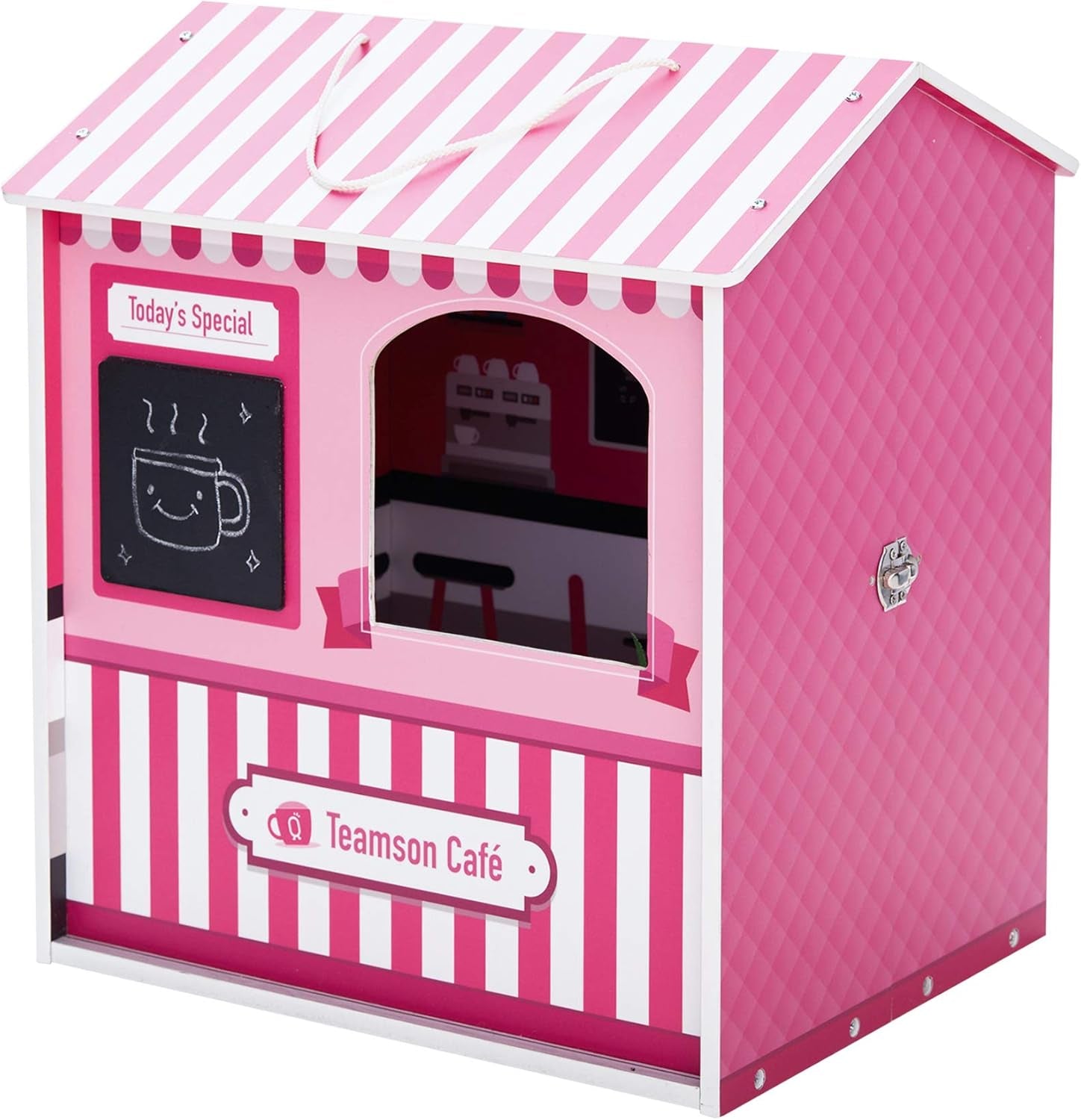 Teamson Kids - Casa delle bambole Dreamland City Café 30 cm - Rosa/Bianco/Nero