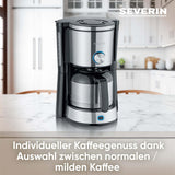 Macchina per caffè espresso SEVERIN "TypeSwitch" con caraffa termica, AromaSwitch per scegliere tra 2 profili di erogazione, macchina da caffè fino a 10 tazze, 1000 W, acciaio inossidabile spazzolato-nero, KA 4845