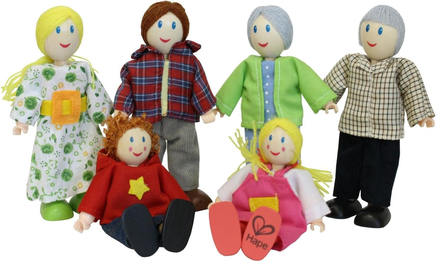 Hape E3401 Casa delle quattro stagioni, arredata e E3500 - Famiglia di bambole, pelle chiara