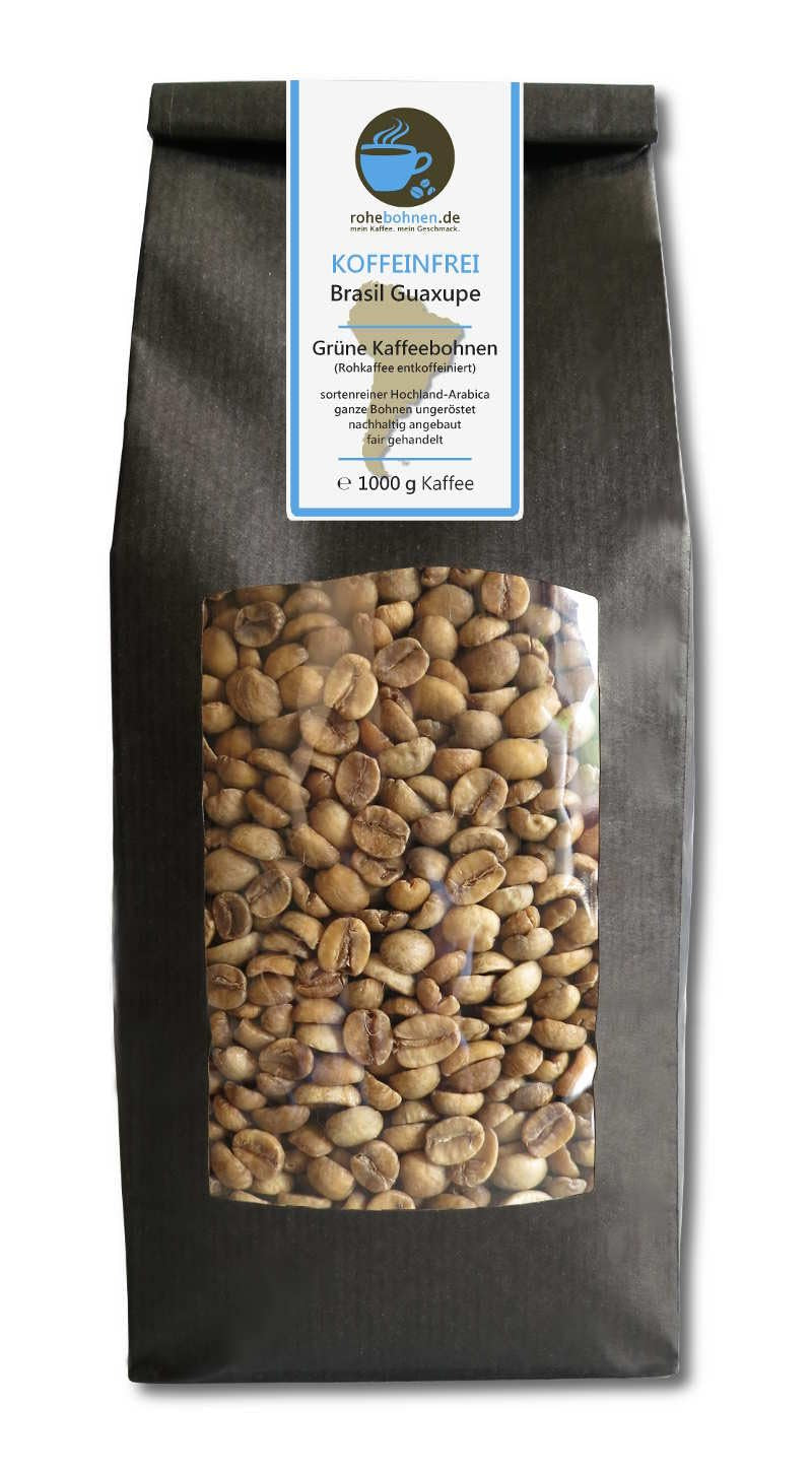 Caffè verde, caffè crudo, Guaxupe brasiliano senza caffeina (chicchi di caffè verde 1000 g) - certificato GMP