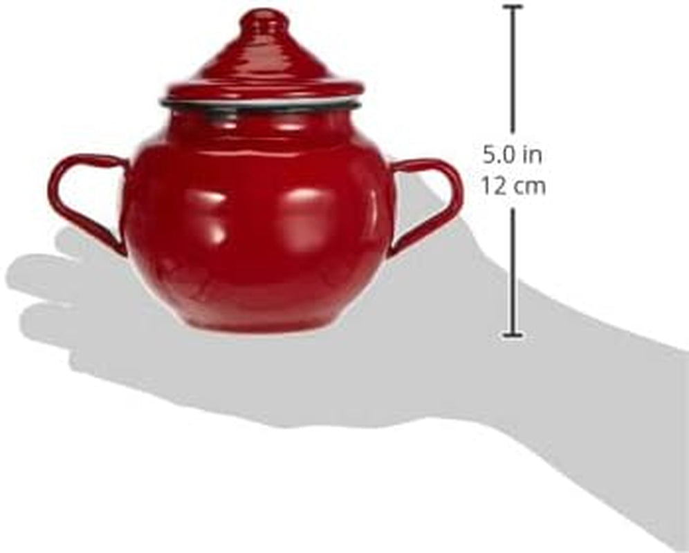 Barattolo Roja con coperchio, 0,5 l, acciaio smaltato rosso, 10 x 10 x 20 cm, 2 pezzi