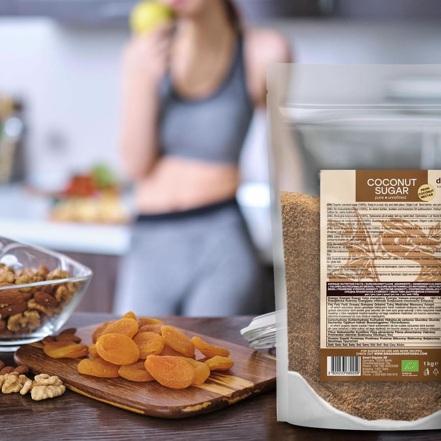 Zucchero di cocco-100% biologico, non raffinato, 1 Kg Dolcificanti Naty Shop