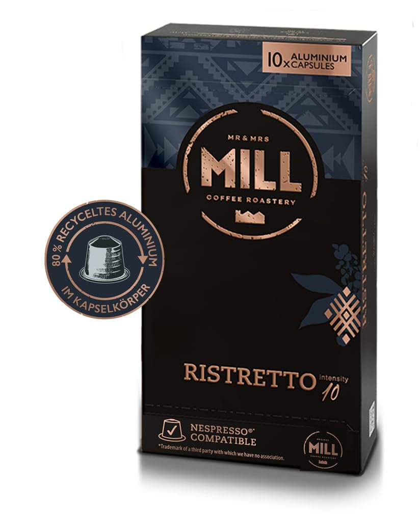 Kaffeekapseln Ristretto, 100 Kapseln für Kapselmaschinen (10x10), 80% alluminio riciclato in Kapselkörper