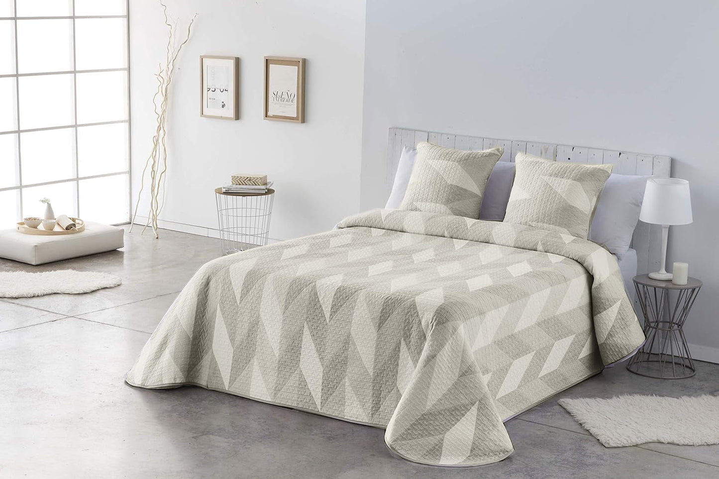VIALMAN Sofia 30 Bouti Piumino leggero per letto matrimoniale | misura trapunta 250 X 270 cm, grigio Trapunte e trapunte Naty Shop Beige 180 X 190 Cm
