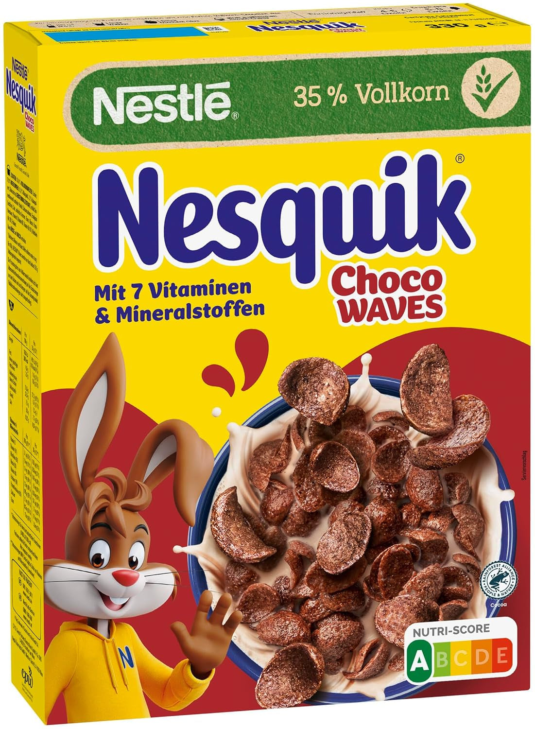Nestlé Choco Waves, mic dejun crocant cu ciocolată în formă de val (33% conținut de cereale integrale), 1 pachet (1 x 330g)