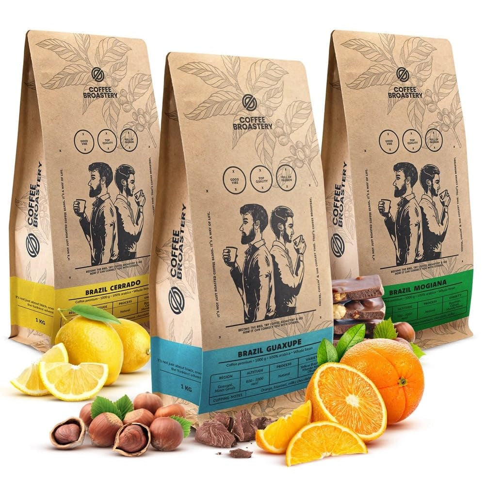 Set caffè in grani 3x1kg 3000g | Brasile Guaxupe | Brasile Mogiana | Brasile Cerrado | Brasile | Caffè speciale | Appena fritto
