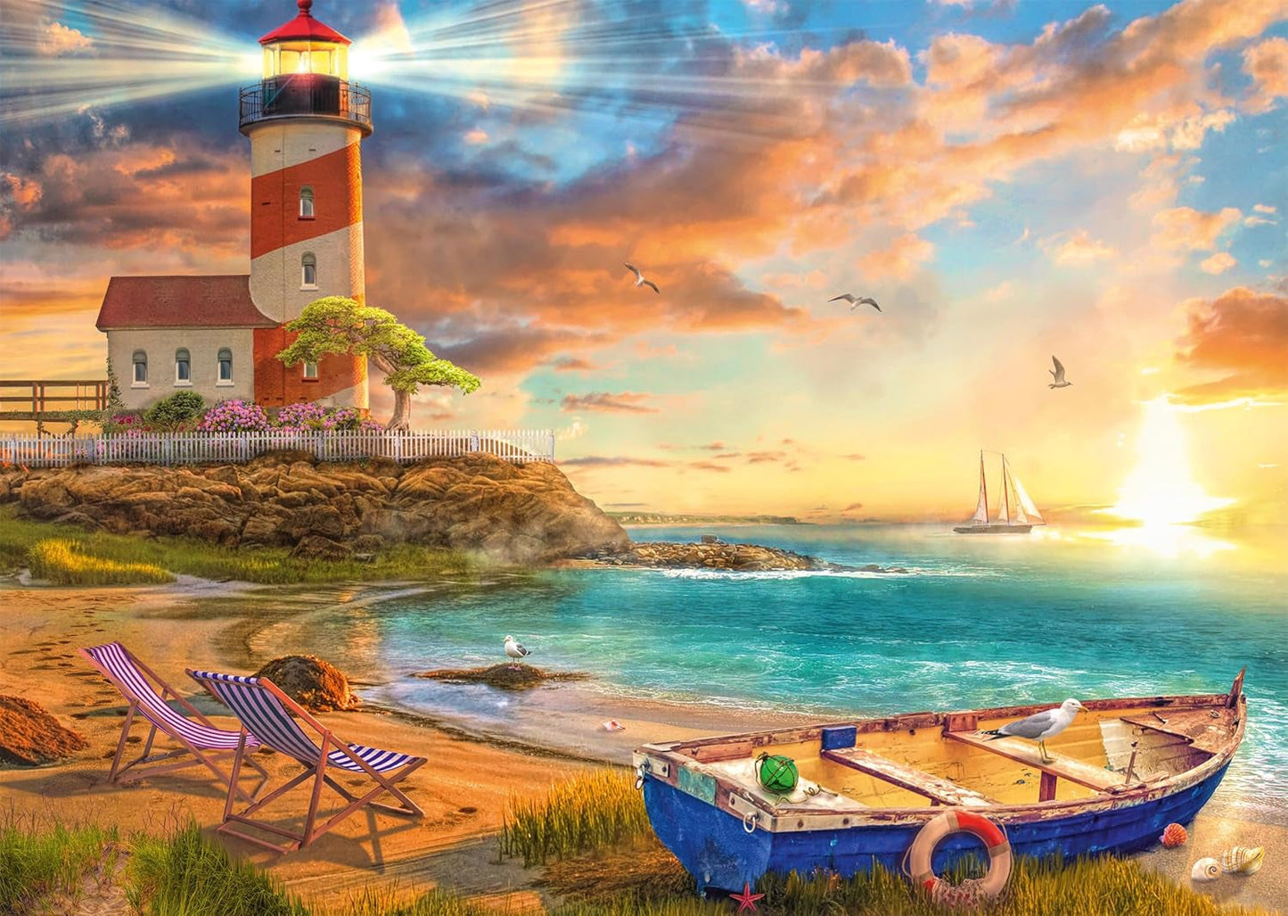 Schmidt Spiele 59765 Tramonto nella Baia del Faro, puzzle da 1000 pezzi, Puzzle colorato Naty Shop