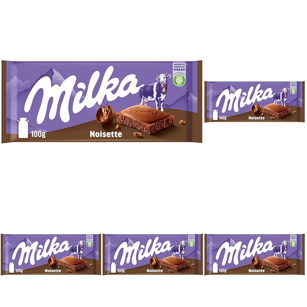 Milka Noisette – Cioccolato al latte alpino con delicato e cremoso ripieno alla nocciola – 25 x 90g